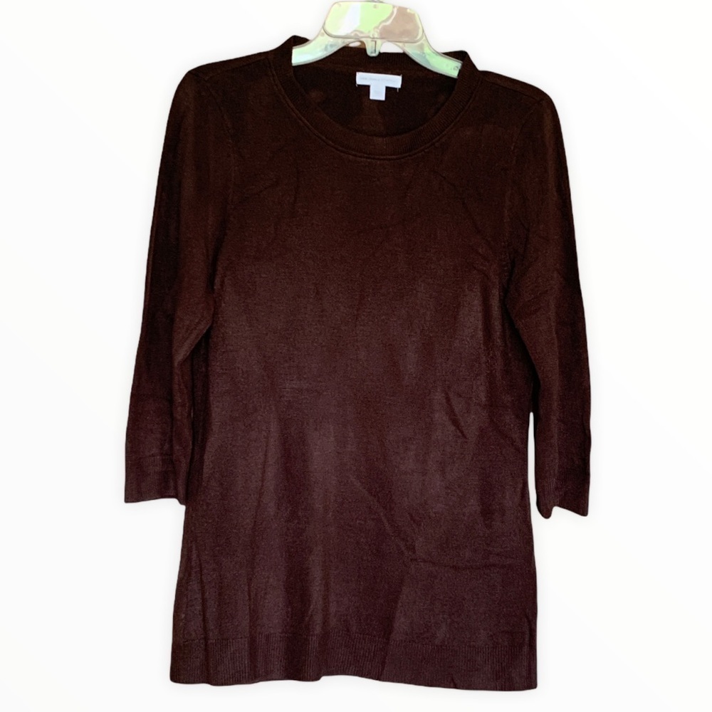 New York & Company 3/4 Sleeve Dark Brown Top